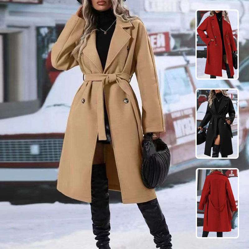 Elevate your winter wardrobe with our women's lapel double-breasted trench coat. Stylish, warm & belted for a flattering fit. Shop now & enjoy free shipping!